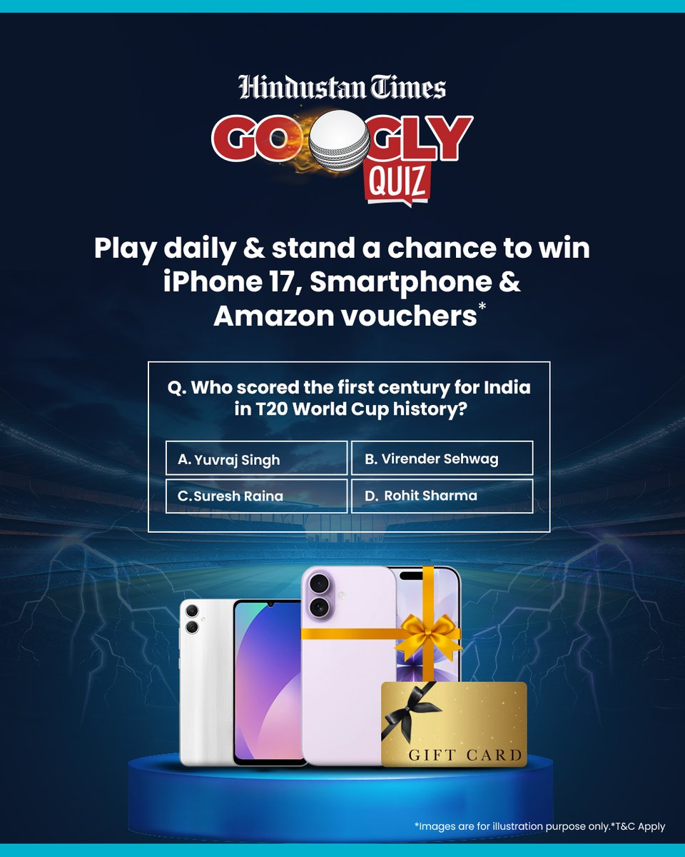 Play the Hindustan Times Googly Quiz daily and stand a chance to win iPhone 17, Smartphones &amp; Amazon Vouchers 🎁🏏

Click here to download the app &amp; participate:
hindustantimes.com/s/deeplink?tar…