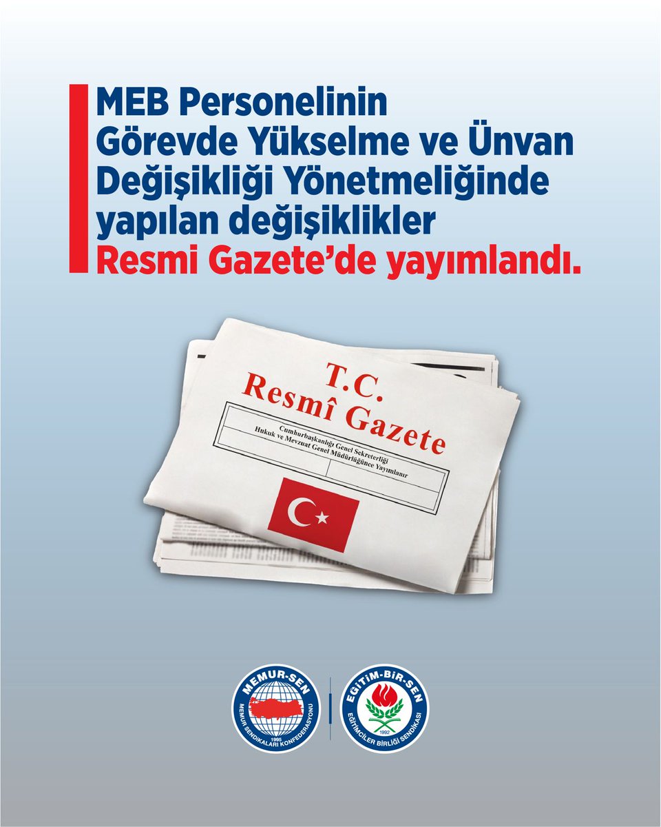 Görevde Yükselme ve Ünvan Değişikliği Yönetmeliğinde Yapılan Kısmi Değişiklikler Resmi Gazete’de Yayımlandı 

▪️ Yönetmelikte yapılan değişiklikle 2019 yılından önce göreve başlayan okul yöneticilerinin idari kariyeri önündeki sınav şartı engeli kaldırılmıştır. 2019’dan önce