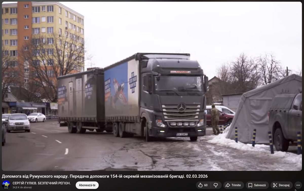 O postare simpla, concisa si plina de recunostinta din partea Brigazii separate 154 mecanizata a Fortelor Armate ale Ucrainei, care multumeste Romaniei, romanilor si lui Radu Hossu pentru un ajutor consistent pentru aparatorii ucrainieni.

Postare a fost facuta pe canalul de