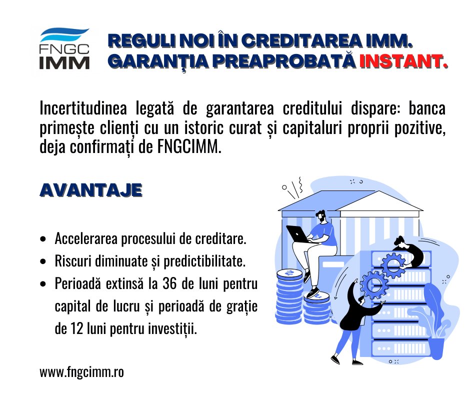 fngcimm's tweet photo. Sunteți gata să simplificați obținerea unui credit?
Prin noua garanție preaprobată INSTANT, FNGCIMM preia sarcina analizei preliminare și propune băncilor potențiali clienți cu un profil deja validat. Mai puțină birocrație și mai multă încredere în aprobarea finală! https://t.co/I13ivZqjSD