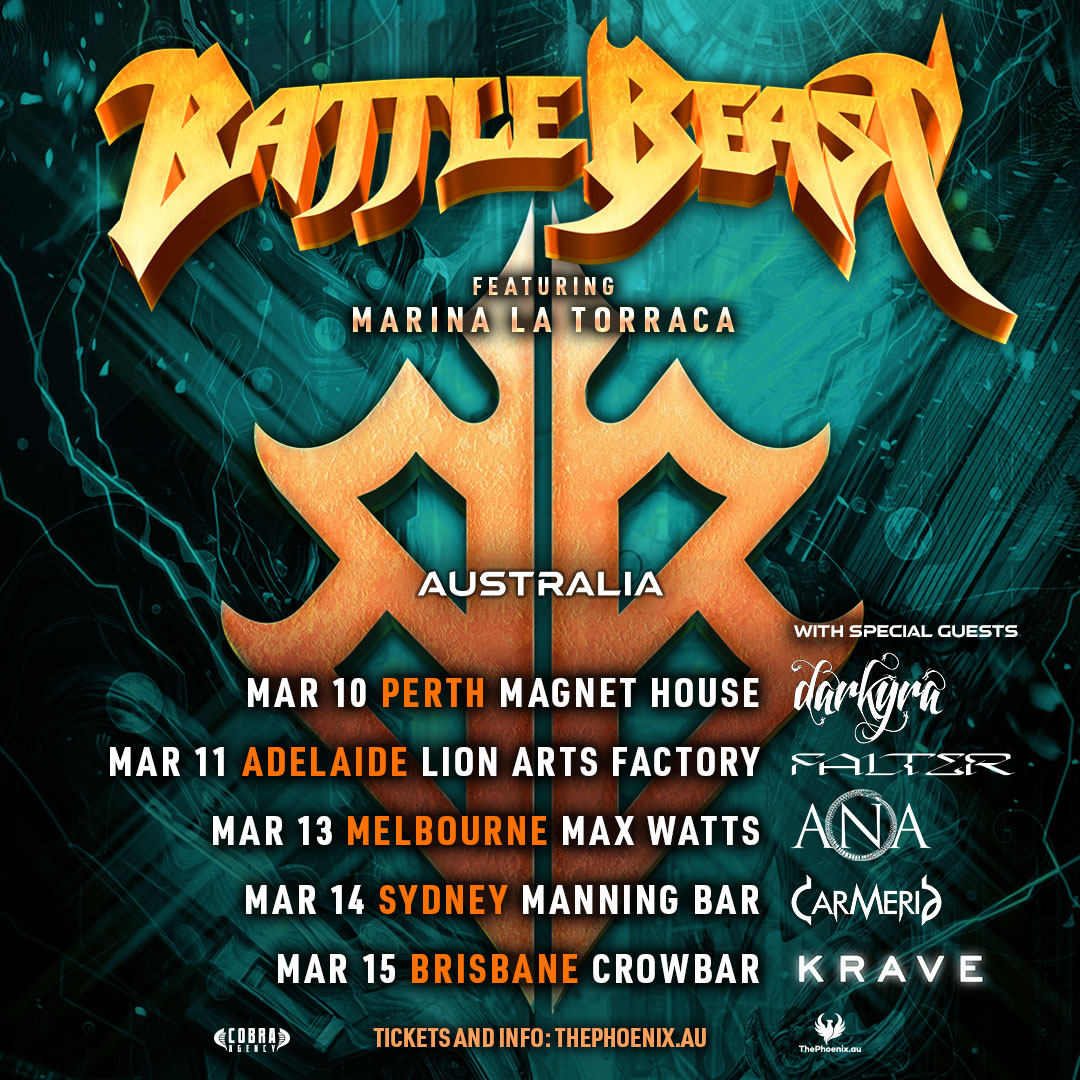 ThePhoenixDotAU's tweet photo. Australia, we are almost at the Finnish line (see what we did there)!!! Power Metal deities💥BATTLE BEAST💥 are here next week and with them some of Australia's Finest!  EPIC! https://t.co/Yz5M4nCPRU https://t.co/9aZ0rwANkk
