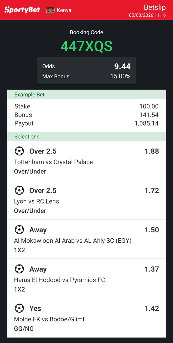 𝐃𝐚𝐲 𝟒 𝐨𝐟 𝐬𝐚𝐲𝐢𝐧𝐠 𝐍𝐎 𝐭𝐨 𝐒𝐄𝐂𝐑𝐄𝐓𝐁𝐄𝐓!

😪Too many complaints, too many problems… we protect our community first. ❌

Stick to platforms that actually value players. Stay safe and bet smart. ⚠️💰

Sportybet 9 odds 👇
447XQS