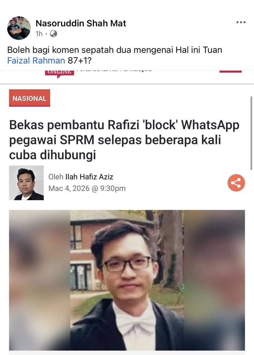 FaizalR98528's tweet photo. Memandangkan aku diseru, maka aku respons begini:

1. Panggilan rasmi sesebuah agensi kepada mana-mana individu mesti dibuat melalui NOTIS RASMI & BUKANNYA whatsApp/Telegram/Text/Call. 

2. Hal itu ada dinyatakan dalam Akta SPRM. Melainkan SPRM buat kerja ikut Akta Cokia Cap Ayam Madani. 
Hurmmm…Macam mana nak serve NOTIS RASMI??? Panggil aku buat kursus & bayar aku. Ok???🤭

3. Apabila SPRM buat kerja sejak dulu cokia cap ayam, maka mereka sambung kerja cokia cap ayam tu sampailah sekarang ke zaman Madani ni. “Reformasi institusi” yang dilaung-laungkan hanyalah retorik level sampah. Hakikatnya begitulah cara mereka bekerja sejak dahulu sehingga sekarang. 

4. Kenapa kena serve NOTIS RASMI??? Sebab rakyat Malaysia mempunyai hak kebebasan asasi & hak itu bebas dinikmati oleh semua orang, SEHINGGA NOTIS RASMI itu dikeluarkan & DISERAHKAN, barulah mereka tertakluk kepada Akta SPRM itu. 

5. Untuk ceplos aku tak harapkan korang bijak. Sebab, Pegawai PALING BERANI Sudara Anwar pun buat keja level cokia cap ayam. 

#SEPENGGAL
#CUKUPSEPENGGAL