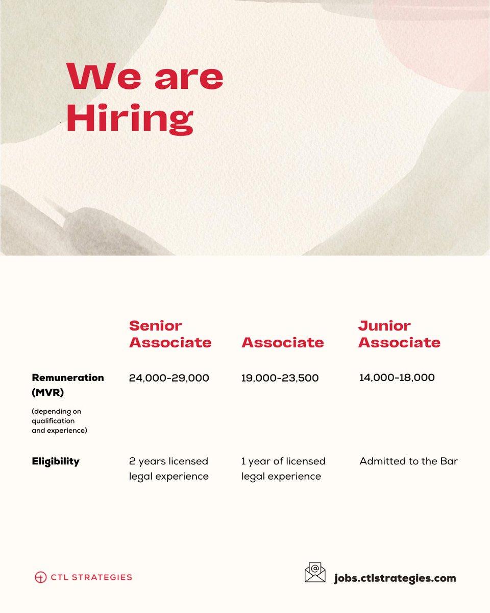 ctlstrategies's tweet photo. 📢 We are accepting applications for the following positions:

- Senior Associate
- Associate
- Junior Associate

Send in your applications online by 19 March 2026.

➡️ https://t.co/wswD9MI9mV https://t.co/oYz5IxOXoe