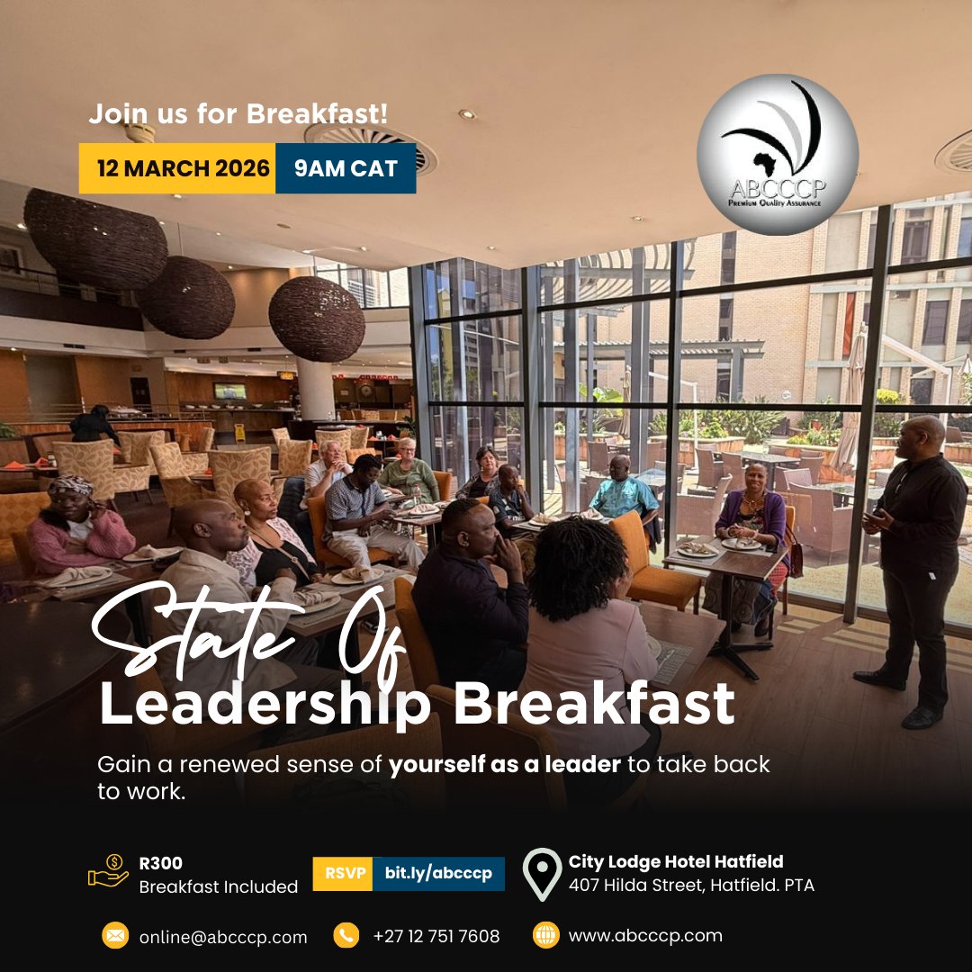 Join us for a powerful morning conversation on the future of leadership.

This gathering brings together coaches, consultants, and leadership professionals to reflect on the current state of leadership.

🎟 Secure your seat:
👉 bit.ly/abcccp

#StateOfLeadership #Leader