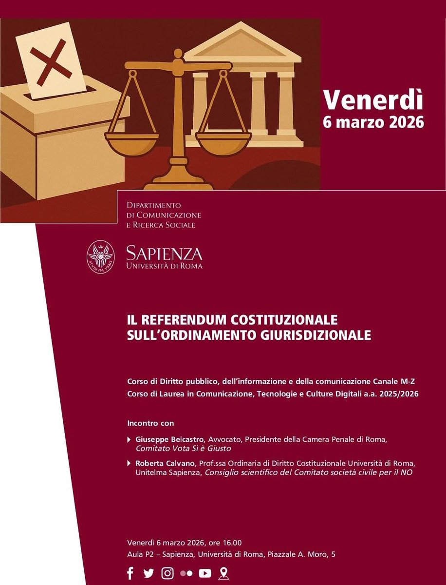 Domani in Sapienza. Grazie a <a href="/PeppeAllegri/">Peppe Allegri</a> per l'invito graditissimo! #Referendum