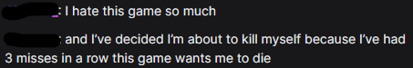 SlushieTV's tweet photo. TW: Suicide talk

PLEASE, I BEG,  Do not come into a stream and say this. If you ever feel this way over a video games please seek help or reach out to family or friends.

 It places an immense, unfair emotional burden on the stream, risks triggering other vulnerable viewers https://t.co/cFH9Qg0eaZ