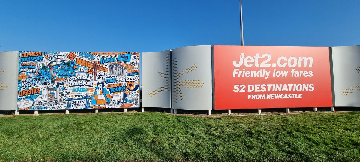 SignVenture's tweet photo. 2 new 6 x 3 metre Flexface skins fitted in the Newcastle sunshine yesterday at our favourite Airport......😎✈️ https://t.co/U0bemTCrG0