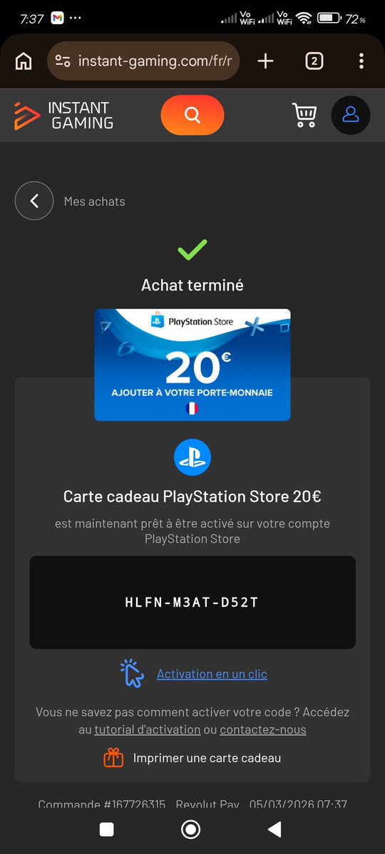 SURPRISE ! 20€ PLAYSTATION ! (1ER ARRIVÉ, 1ER SERVI)
Mets une capture en commentaire pour me dire si tu as bien reçu les 20€. (Je ne veux pas passer pour une personne qui donnent de faux codes) #giveaways #PlayStation #Fortnite