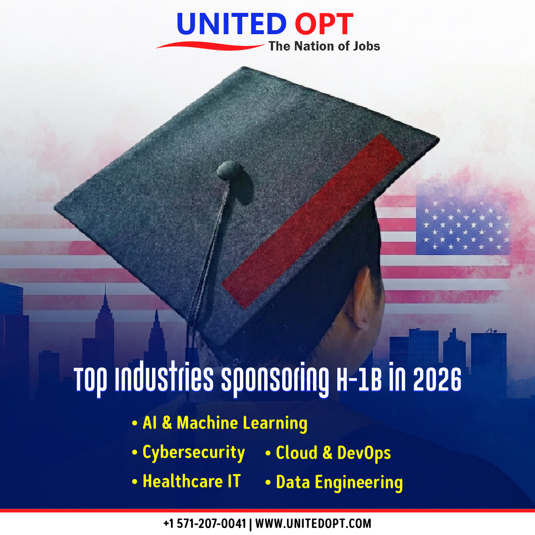 UnitedOpt's tweet photo. 🎓 Looking to build your career in the USA?

Top industries are sponsoring H-1B in 2026 — from AI &amp; Machine Learning to Cybersecurity, Cloud, Healthcare IT, and Data Engineering. 🚀

Start your journey toward global career opportunities today!

#UnitedOPT #H1B2026 #OPTStudents https://t.co/wXATNdq6v2