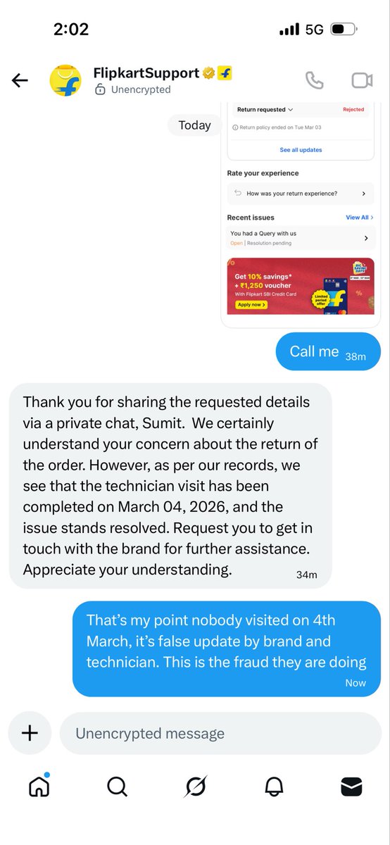 sumitt911's tweet photo. It’s a scan run by Flipkart and Acer. They sold product with assured replacement guarantee and when it come to replacement without technician visit @Acer updated isse resolved and @flipkartsupport close the case. None of them put customer in loop. https://t.co/QseqUS1ShV