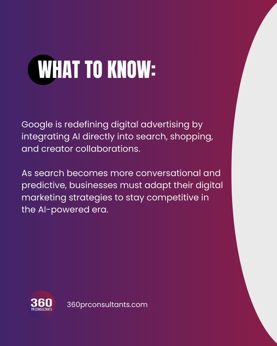 360cprc's tweet photo. 🤖 Google is transforming digital advertising with AI-powered ad placements, direct offers, AI shopping agents, and smarter creator matching.
Discover what these innovations mean for your marketing strategy. 🚀

👉 Read the full blog to learn more - https://t.co/7lHCYBuCIq https://t.co/mzGlPGBOJd