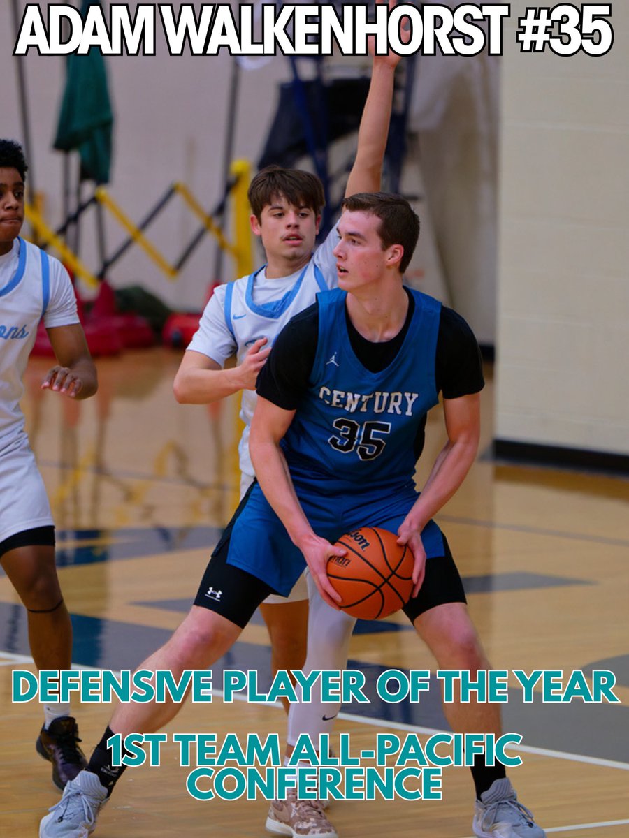 CenturyJagsBB's tweet photo. Congrats to Adam Walkenhorst on being selected as the Pacific Conference Defensive Player of the Year and making 1st Team All-Pacific Conference!

Adam averaged:
15.4 points
7.2 rebounds 
1.5 assists
2.3 blocks https://t.co/TGiaTfALx5