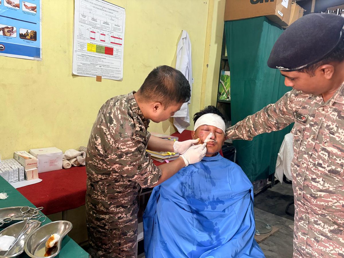 Today 78 Bn Unit MI Room provided medical assistance to a local man, who met with an accident
<a href="/crpfindia/">🇮🇳CRPF🇮🇳</a> 
<a href="/PMOIndia/">PMO India</a>
<a href="/HMOIndia/">गृहमंत्री कार्यालय, HMO India</a> 
<a href="/northeast_zone/">North East Zone Hqrs</a> 
<a href="/mnp_2018/">M&N Sector CRPF</a> 
<a href="/NesHqr/">North Eastern Sector, CRPF</a>
<a href="/dig_kma/">DIG OPS KMA CRPF</a> 
<a href="/rangesilchar_05/">RANGE SILCHAR CRPF</a>