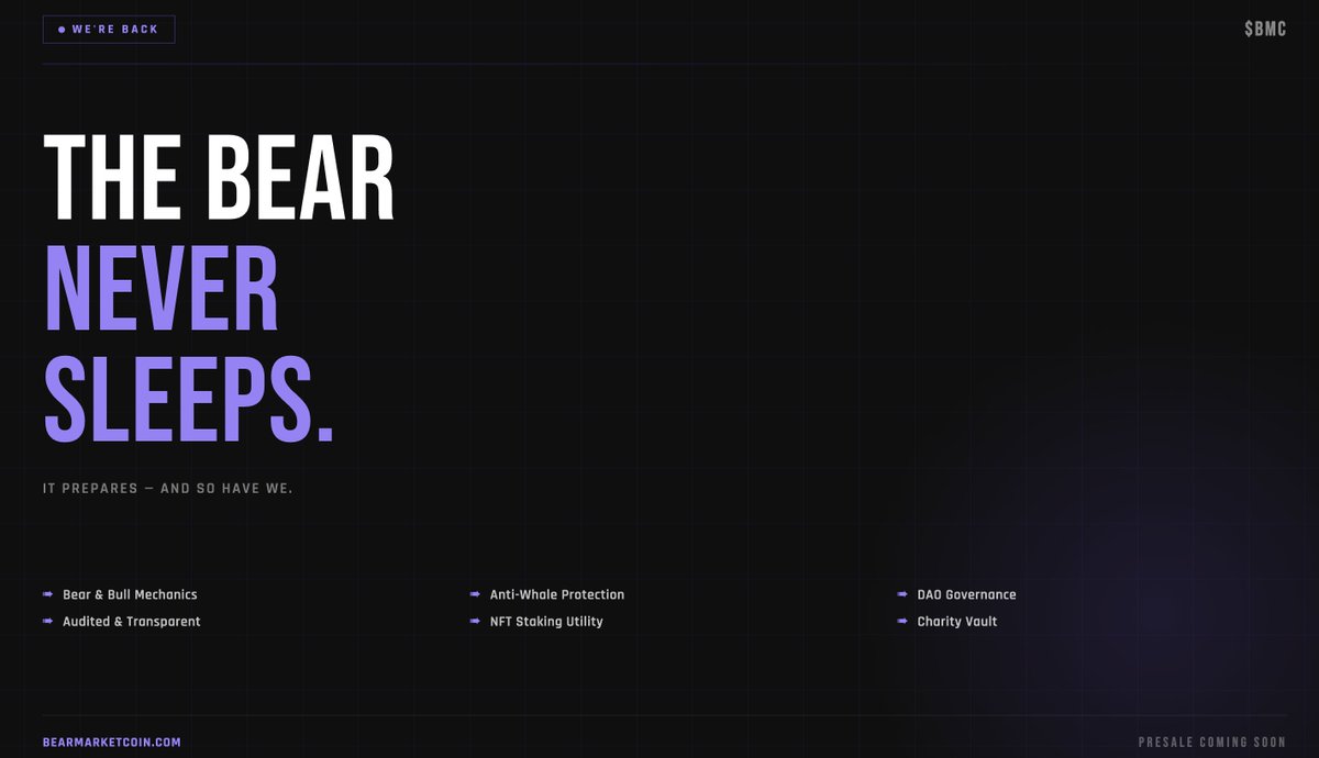 BMC_Pol's tweet photo. HEADS UP FAM

While the market was doing its thing, the $BMC team was building, auditing & laying the groundwork for what's next.

To everyone who held it down since day one we say a Big Thank you to Y'all. Your patience is about to pay off.

Here's what we've been Building

➾ Rides free market. Both ways Bear or Bull, adaptive mechanics keep you in the game no matter which way the wind blows

➾You don't just hold. You decide DAO governance means token holders shape the protocol proposals, votes, real outcomes

➾ NFTs that actually do something Stake your NFT, earn rewards. Not just art it's a key to the ecosystem

➾ Every transaction gives back A Charity Vault automatically receives a cut of every trx by the Team.

➾ Big wallets don't run this show Anti-whale limits keep the playing field level no single wallet can dominate or dump.

➾ Built to trust Fully audited, fully transparent. Open books, open community

The presale is coming soon👀
Get ready you don't want to miss this.

The comeback is always stronger than the setback