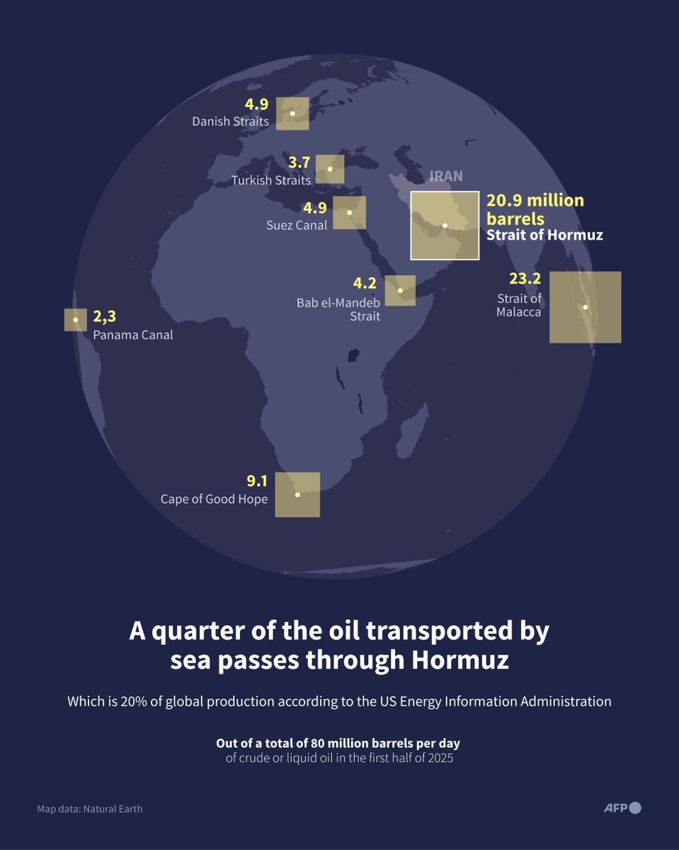 A quarter of the oil transported by sea passes through Hormuz. AFP ...