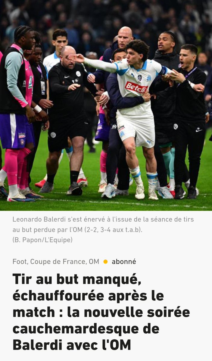 Balerdi il me fais penser aux petits chiens qu'on croise dans la rue toujours en train d'aboyer pour rien quand il le faut pas mais dès qu'il faut poser ses couilles il va se cacher ou il se liquéfie complètement il doit être le premier à partir cet été #TeamOM