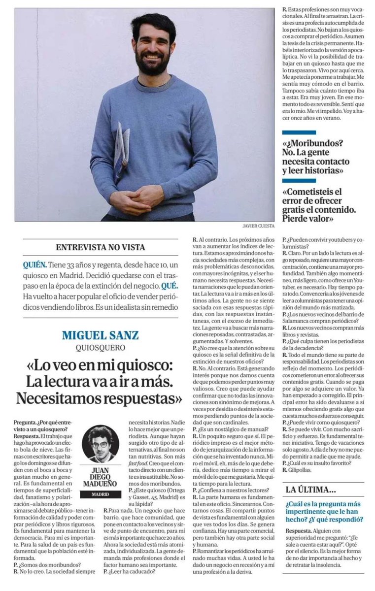 🔴 MADRID, 8M. 12h. ¿Te acuerdas de aquellos domingos en los que te acercabas al quiosco del barrio a llevarte la prensa, y a veces incluso algún libro? Revive esa sensación este domingo en el quiosco de Miguel. Iré a firmarte #ElPlanMaestro en un lugar que ya es especial.