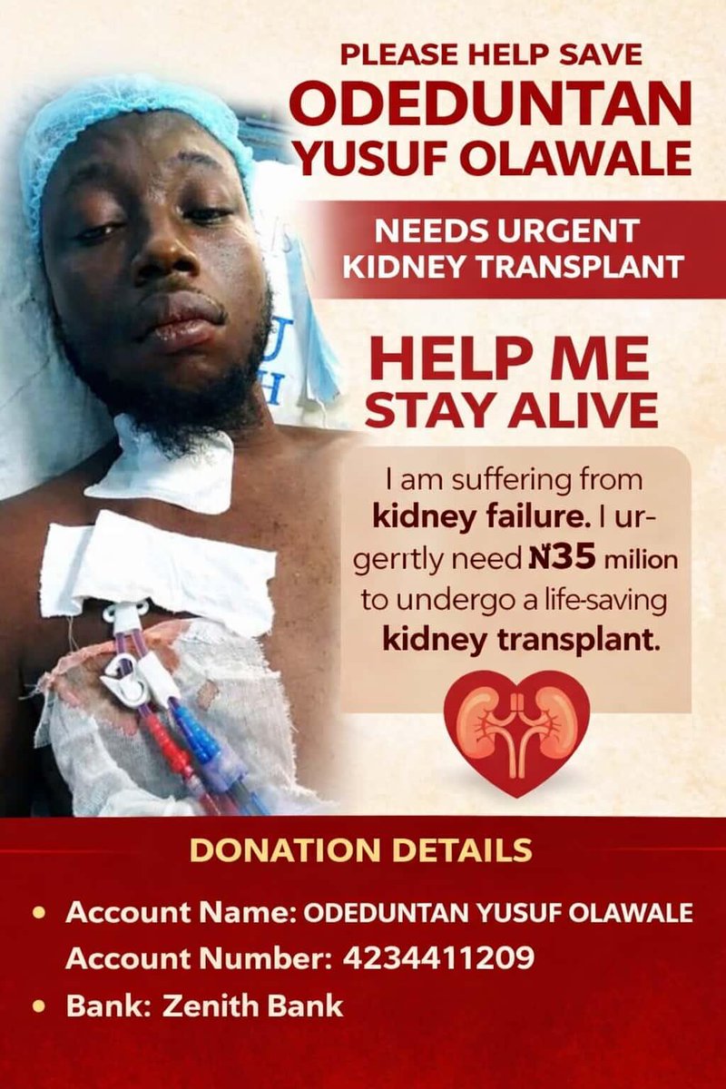 Golden1990's tweet photo. @B_RedHKN Please help save Odeduntan Yusuf's life. A token from you will go a long way 🙏 https://t.co/zK94lJNnhD
