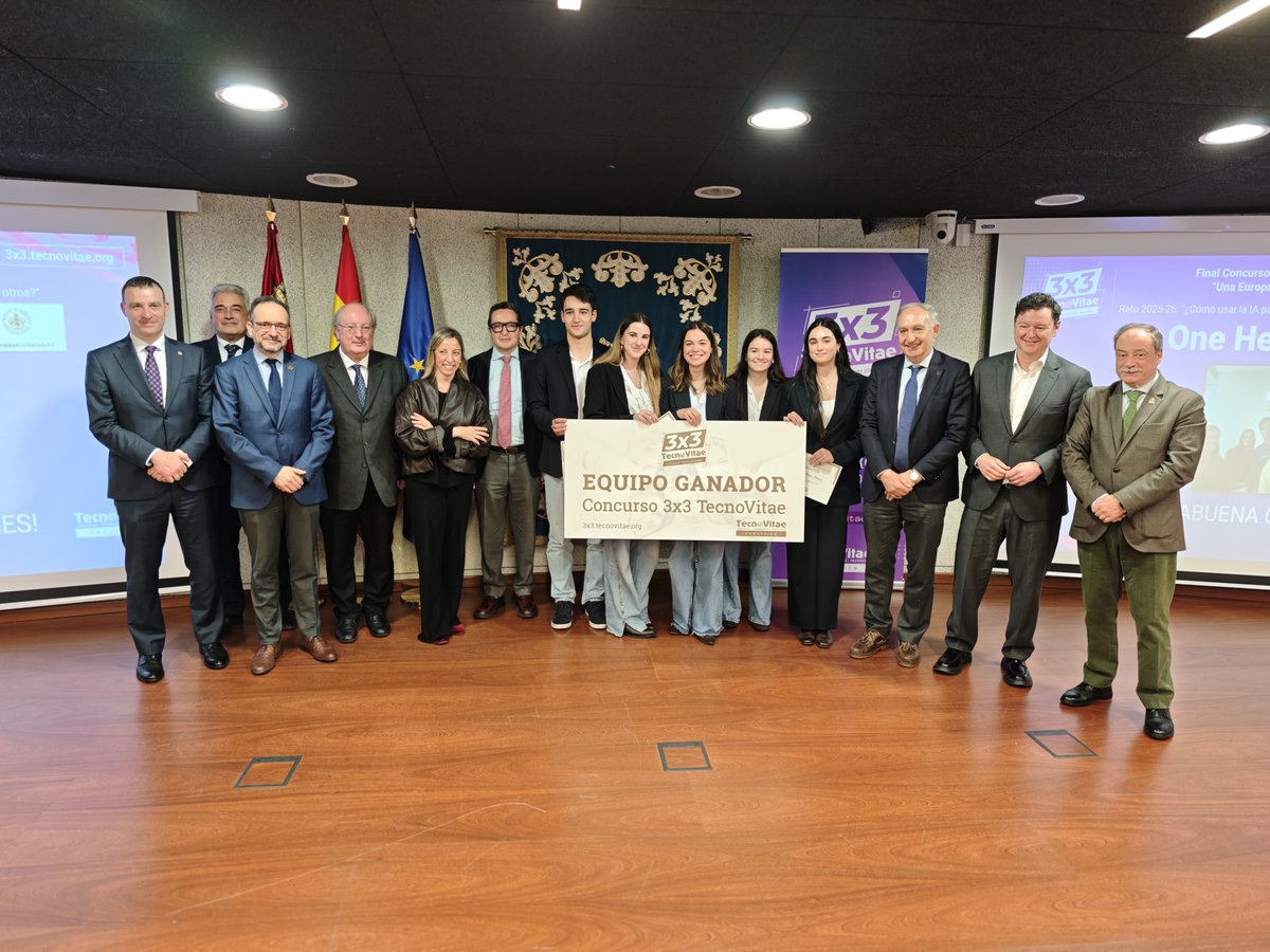 UVa_es's tweet photo. 💉El equipo OneHealthEU, del grado de Ingeniería Biomédica de la UVa, gana la primera edición del concurso 3×3 TecnoVitae
🌱Otro grupo de la UVa, del Grado en Ingenierías de Tecnologías de Telecomunicación, quedó entre los finalistas
https://t.co/3BOHKGfvz6 https://t.co/Dm6VY4Vvmq