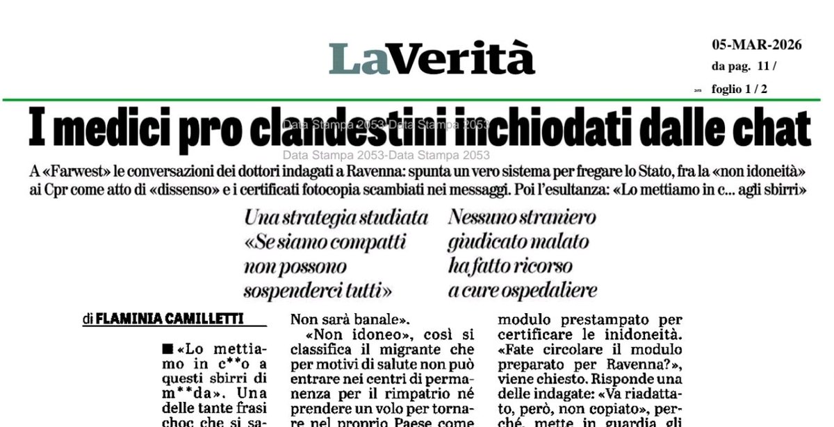 Probabilmente questi facevano i balletti durante il covid. 
Voi capite che se parti dello Stato apertamente lavorano per sabotare l'operato del governo sgradito, poi è ovvio che la sua azione sembra inefficace. Aspetto anche le chat di chi sabotava i treni.