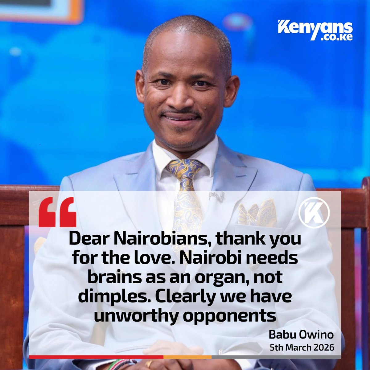 Kenyans's tweet photo. Nairobi needs brains, not dimples - Babu Owino https://t.co/6GWrgksPpH