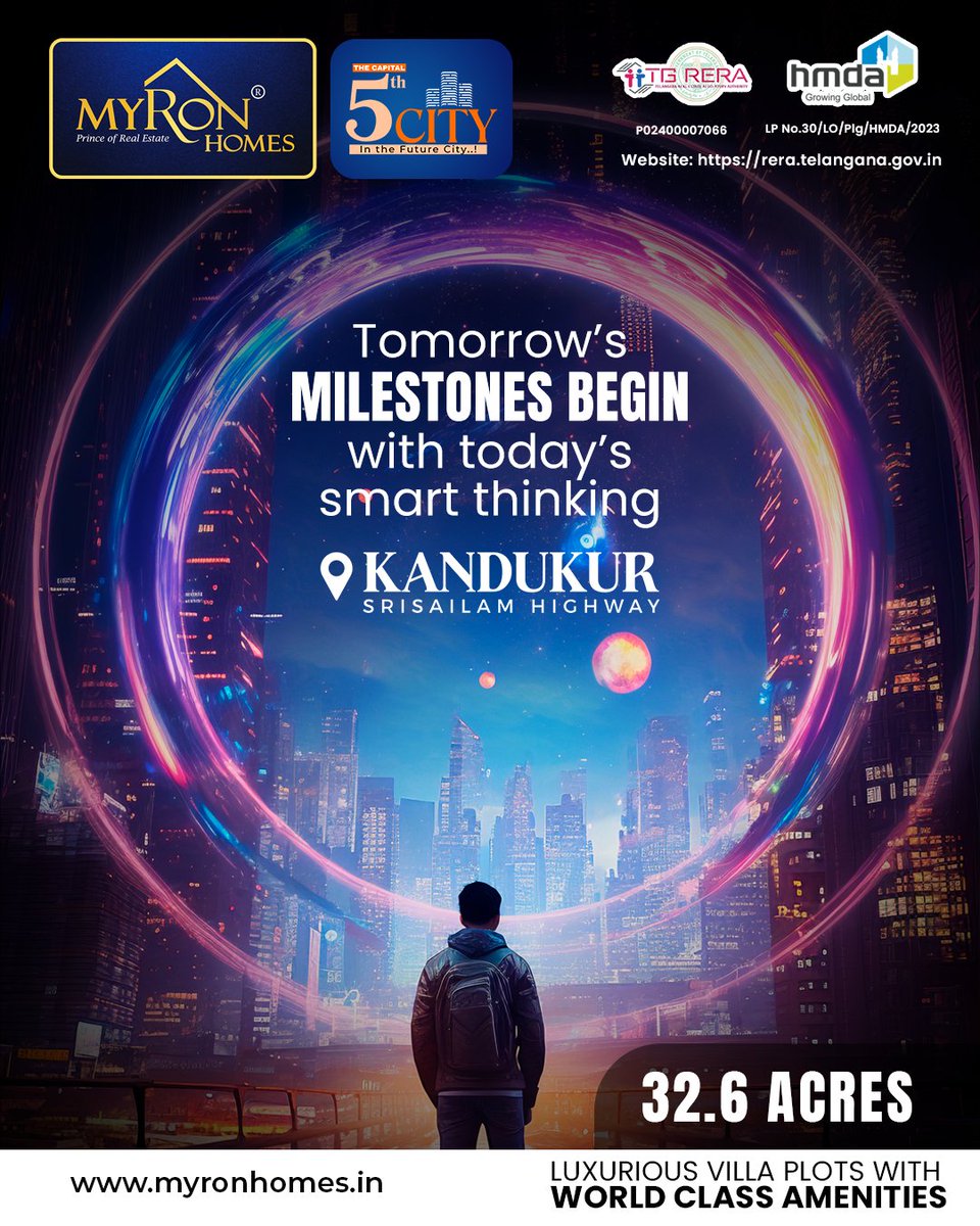 MyronhomesOffl's tweet image. Every big achievement starts with a wise step today. Choose The Capital 5th City at Kandukur, Srisailam Highway and build the foundation for tomorrow’s success and prosperity.

#TheCapital5thCity #MyronHomes #FutureInvestment #OpenPlots #RealEstate