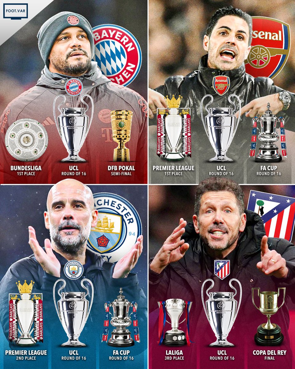 DozeLawd's tweet photo. Only SEVEN clubs could still win d European TREBLE this season:
🇩🇪 Bayern Munich
🏴󠁧󠁢󠁥󠁮󠁧󠁿 Arsenal
🏴󠁧󠁢󠁥󠁮󠁧󠁿 Manchester City
🏴󠁧󠁢󠁥󠁮󠁧󠁿 Chelsea
🏴󠁧󠁢󠁥󠁮󠁧󠁿 Newcastle United
🏴󠁧󠁢󠁥󠁮󠁧󠁿 Liverpool
🇪🇸 Atletico Madrid

We may not know who will win it, but we definitely know who won’t.

#KingRezaPahlavi #IranWar #DiorAW26 https://t.co/m3WIihdhaH