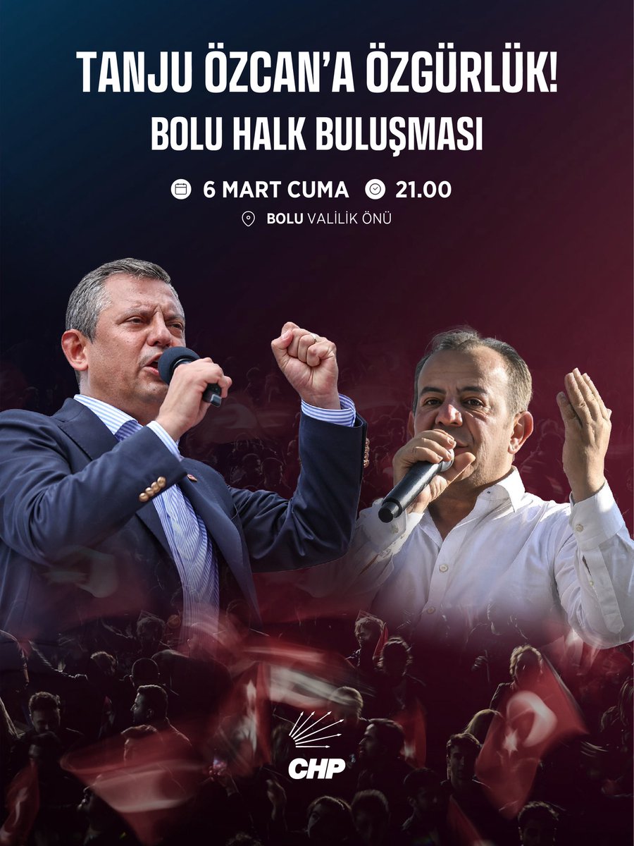 AsuKaya80TBMM's tweet photo. Köroğlu’nun diyarında haksızlığa boyun eğilmez!

Halkın iradesine uzanan ellere sessiz kalmayacağız.
Sandıkta verilen yetkiyi gasp etmeye çalışanlara teslim olmayacağız.
Hiçbir yol arkadaşımızı yalnız bırakmadık, bırakmayacağız!

Yarın Bolu’nun helal oylarıyla seçilmiş Belediye Başkanımız Tanju Özcan’a sahip çıkmak için meydanlardayız.

🗓 6 Mart Cuma
⏰ 21.00
📍 Bolu Valilik Önü
