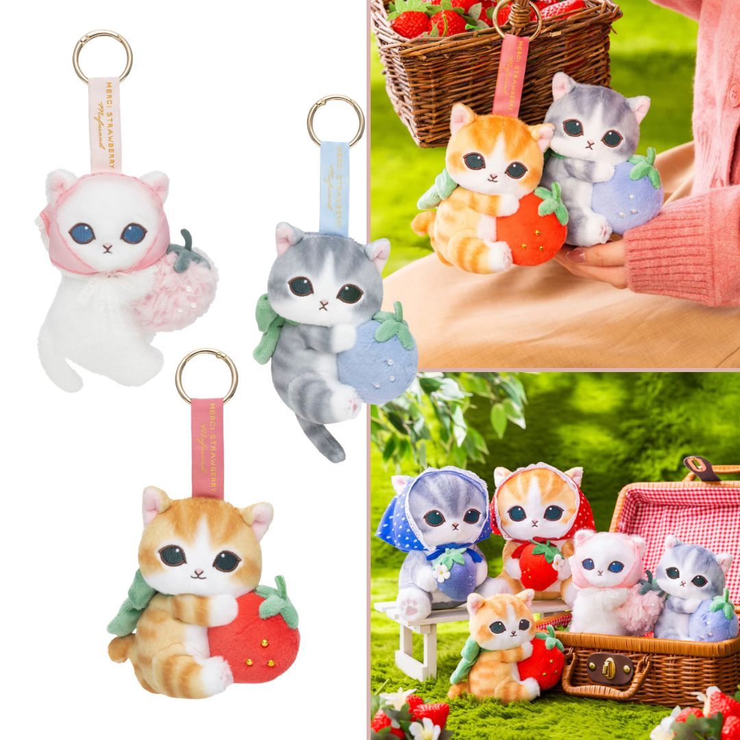 Mofusand - Plush Keychain Merci Strawberry Cat 🐾✨ Check them out