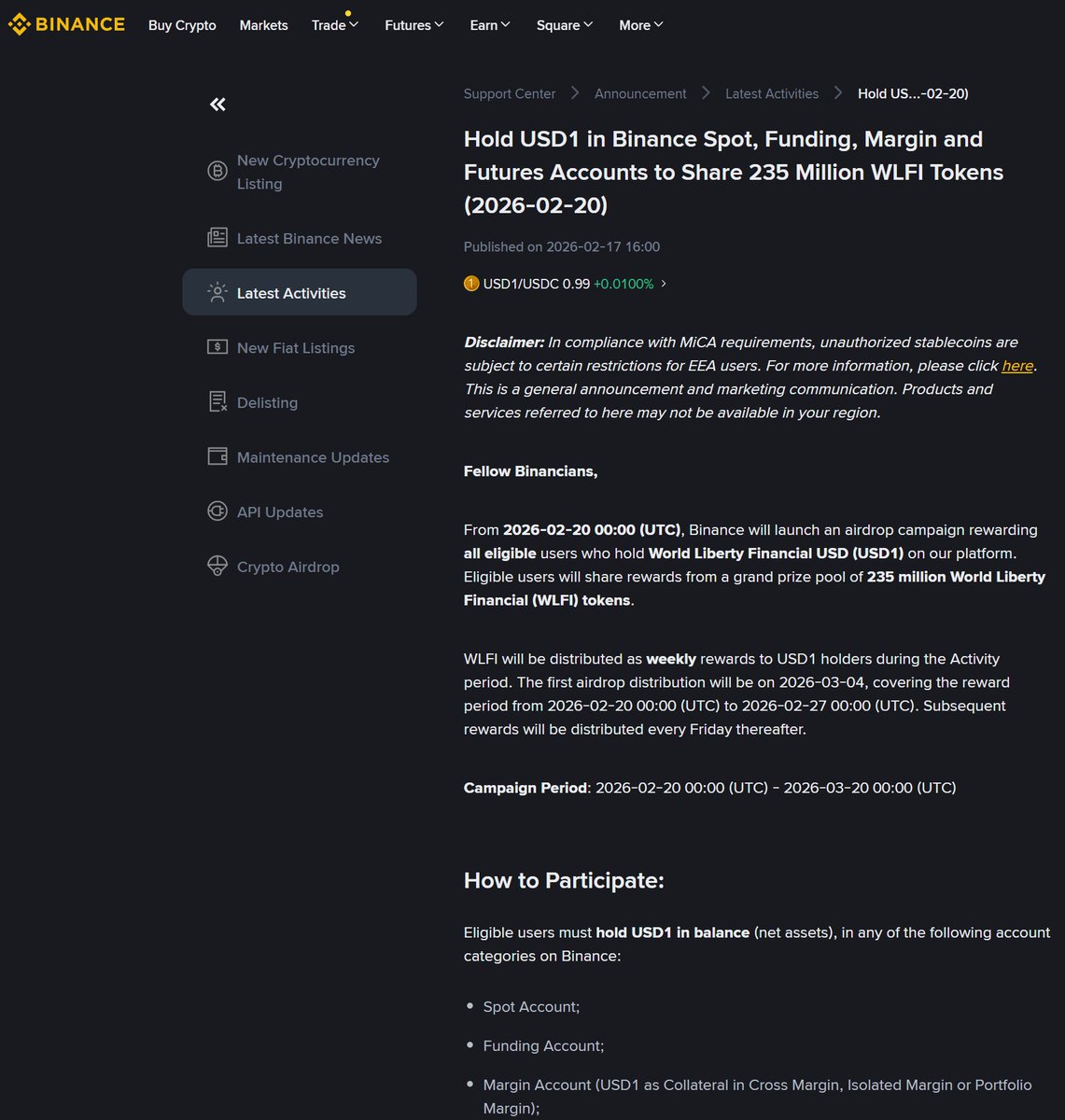 If you have idle U, this <a href="/binance/">Binance</a> #USD1 campaign is one you really shouldn’t miss.

I just claimed the first week of the Binance #USD1 $WLFI Phase 3 airdrop.🤤

The first week yielded 8.18% APY, and the second week is expected to go over 10% APY.

The best part is, no complex