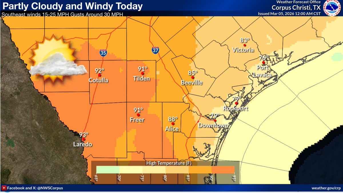Partly cloudy skies, warm and windy conditions expected today. Highs in ...