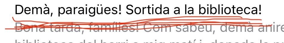 Mail de l'escola: 
“Demà, paraigües. Sortida a la Biblioteca” 
i que et vingui al cap que igual van a la biblio de #CanCasacuberta😂#badalona
<a href="/afas_moviment/">AFAs en Moviment</a> #galledes