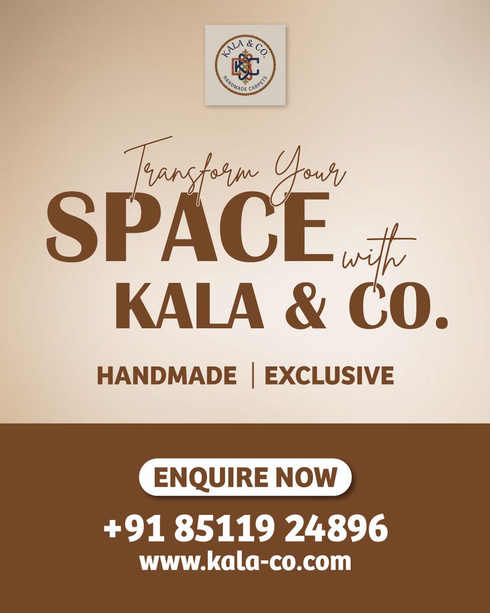Kalaco2025's tweet photo. Experience the elegance of handmade luxury with Kala & Co. ✨
Discover the collection. Enquire today.
📞 Contact us: +91 8511924896
🌐 https://t.co/S8UPpkVXQo
#KalaCo #LuxuryCarpets #HandmadeCarpets #InteriorElegance #PremiumLiving #LuxuryHomeDecor https://t.co/s2XNnmnkqD