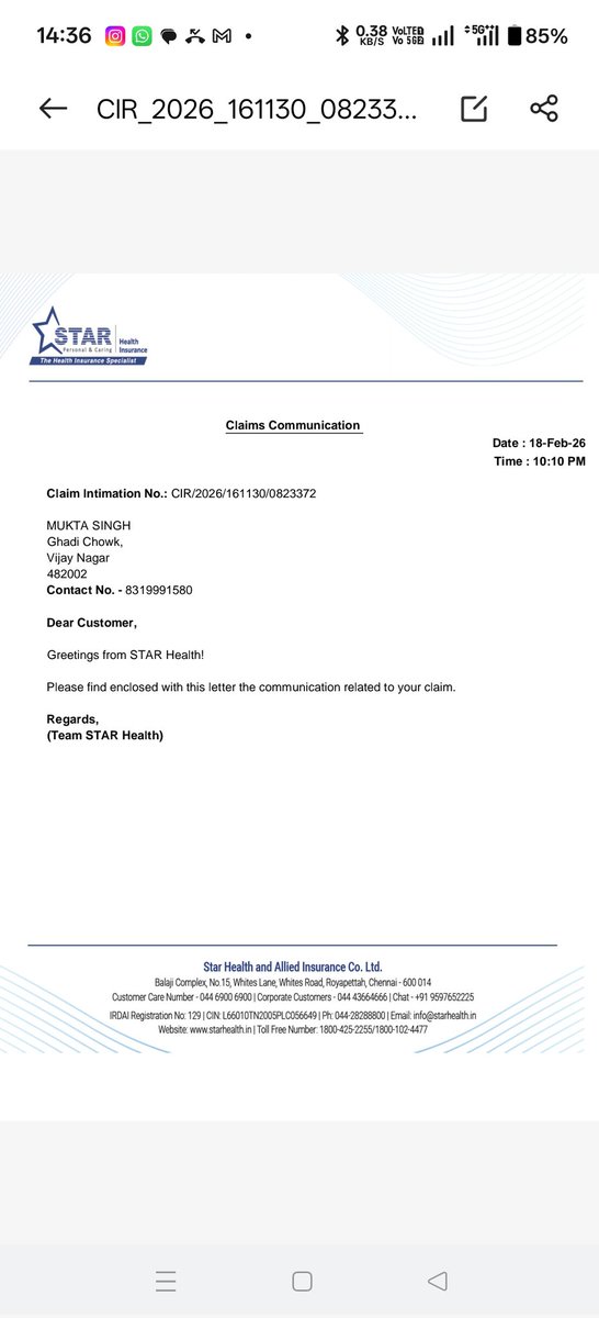 vineet319's tweet photo. Star Health Letter https://t.co/vBDv2YHoDx