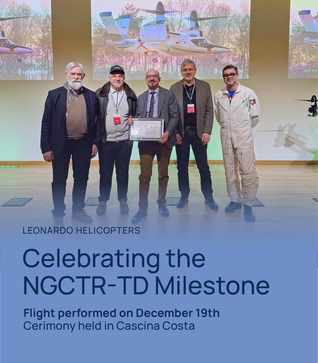 daer_polimi's tweet photo. On February 25, @LDO_Helicopters celebrated the maiden flight of the #NGCTR-TD.🚁
#DAER Prof. Quaranta received a plaque recognizing @polimi’s contribution through several #CleanSky2 @clean_aviation projects.
👏Congratulations to all involved!
👉Read more: https://t.co/JMv3AxOxn3 https://t.co/1rvtMVZIte