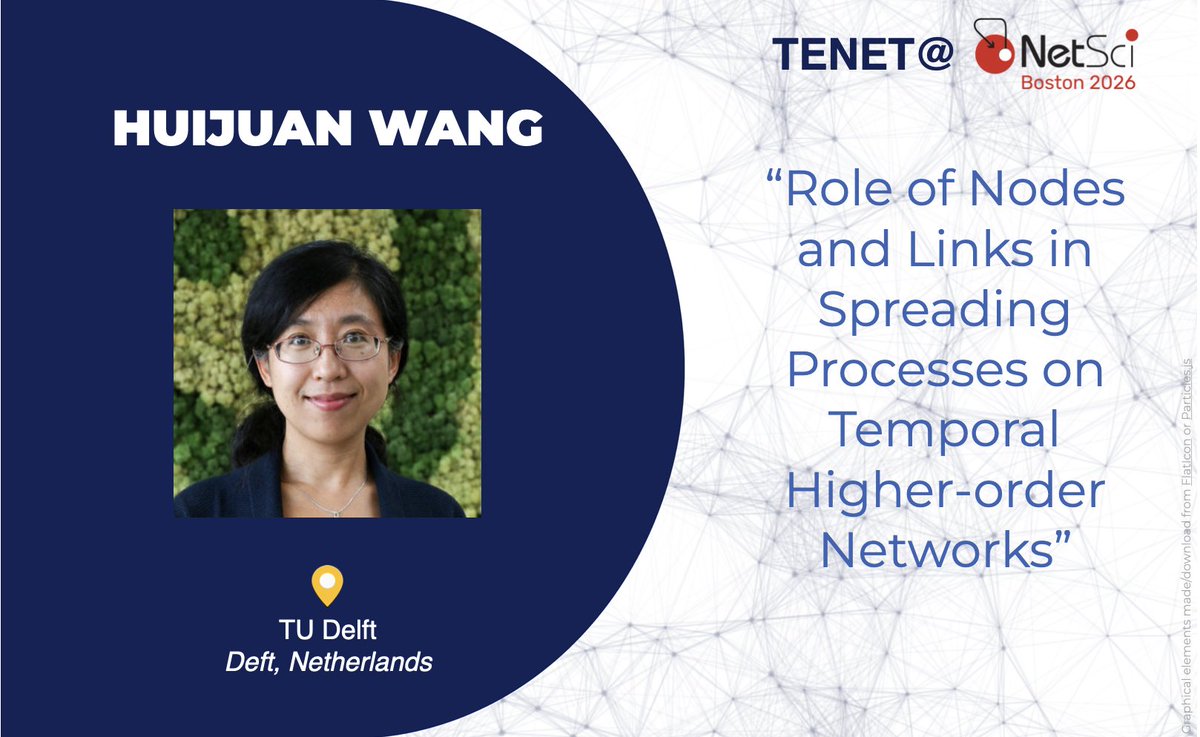 AndreaFailla4's tweet photo. 📢 Speaker Alert &amp; Deadline Extension

TENET  @NetSciConf  2026 (June 1st):

@HuijuanWang , Assoc. Prof @tudelft 

📅 Submit your abstract by March 16th: https://t.co/0xvNzWZnjt

#Netsci2026 #Tenet26 #networkscience https://t.co/9GmCnTBS6q