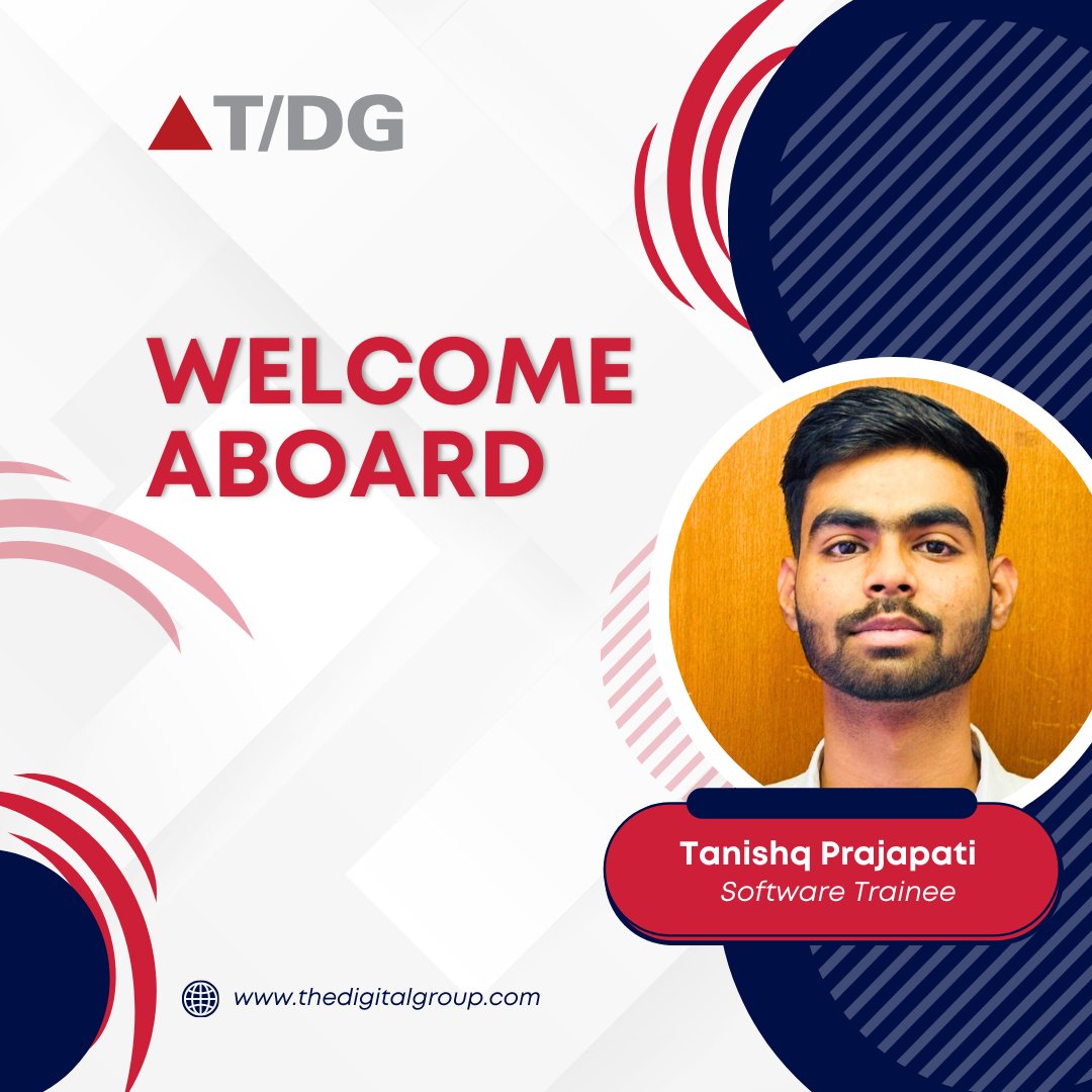 thedigtalgroup's tweet photo. We would like to welcome Tanishq Prajapati to The Digital Group as a Software Trainee! We look forward to his contributions and are excited to see him grow and excel in the role. Join us in giving him a warm welcome!
#TDG #Hiring #SoftwareTrainee #JobOpportunity #JoinUs https://t.co/ECyleIJmtp