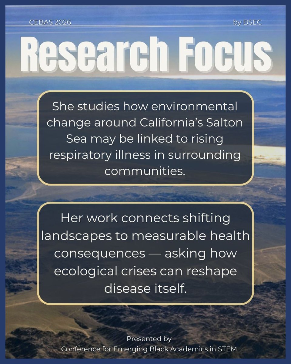 CEBASOfficial_'s tweet image. The Hidden Health Crisis at California’s Salton Sea | Dr. Keziyah Gayle

Find the full talk on Youtube and RSVP to be part of CEBAS 2026 this April!
✨Links in Bio!🔗🎟️

#BlackInSTEM #BlackMeninSTEM #BlackWomeninSTEM #CEBASconference #CEBAS #ScienceEducation