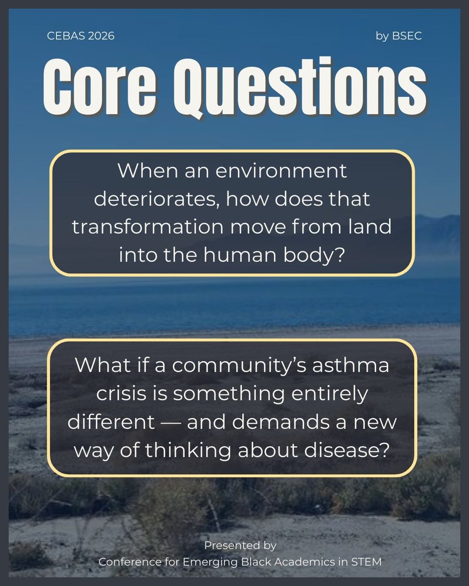 CEBASOfficial_'s tweet image. The Hidden Health Crisis at California’s Salton Sea | Dr. Keziyah Gayle

Find the full talk on Youtube and RSVP to be part of CEBAS 2026 this April!
✨Links in Bio!🔗🎟️

#BlackInSTEM #BlackMeninSTEM #BlackWomeninSTEM #CEBASconference #CEBAS #ScienceEducation