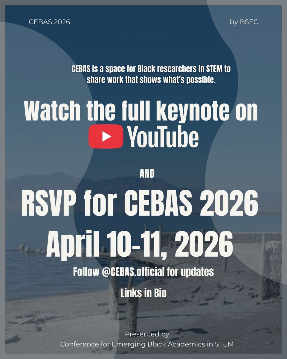 CEBASOfficial_'s tweet image. The Hidden Health Crisis at California’s Salton Sea | Dr. Keziyah Gayle

Find the full talk on Youtube and RSVP to be part of CEBAS 2026 this April!
✨Links in Bio!🔗🎟️

#BlackInSTEM #BlackMeninSTEM #BlackWomeninSTEM #CEBASconference #CEBAS #ScienceEducation