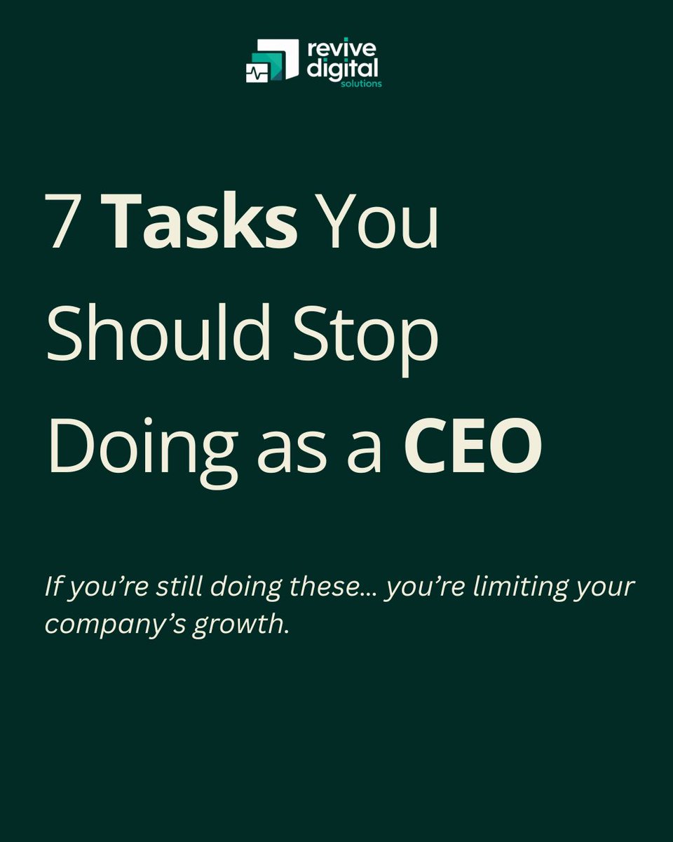 revivedigisol's tweet photo. The fastest way to grow your company?

Stop doing everything yourself.

Here are 7 tasks every CEO must let go of to scale.

Follow for more business growth insights. https://t.co/IX1XkKOi2L
