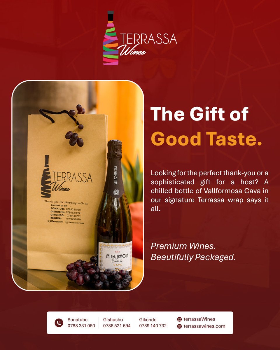 TerrassaW's tweet image. Looking for the perfect gift? 🎁
A chilled bottle from Terrassa Wines delivers elegance, taste, and a touch of celebration in every sip. 🍾
#WineExperience #TerrassaWines #GiftInStyle