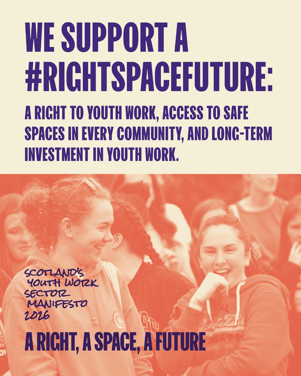 YouthLinkScot's tweet photo. We're supporting the youth work sector's vision for a Scotland where young people have:
⚖️A right to youth work
🏠Access to safe spaces
🪙Investment

Scottish elections are coming, help young people secure a #RightSpaceFuture by promoting the manifesto: https://t.co/ltzoj503te https://t.co/t7Yg6WvGhd