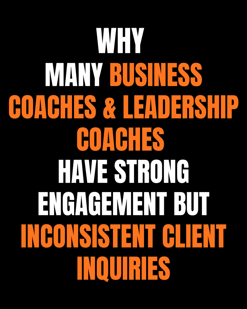 Many Business Coaches get strong engagement on their content but still struggle with inconsistent client inquiries.

Engagement ≠ buying intent.

Without an inbound visibility system, potential clients searching for solutions may never find you.

#BusinessCoach #InboundMarketing