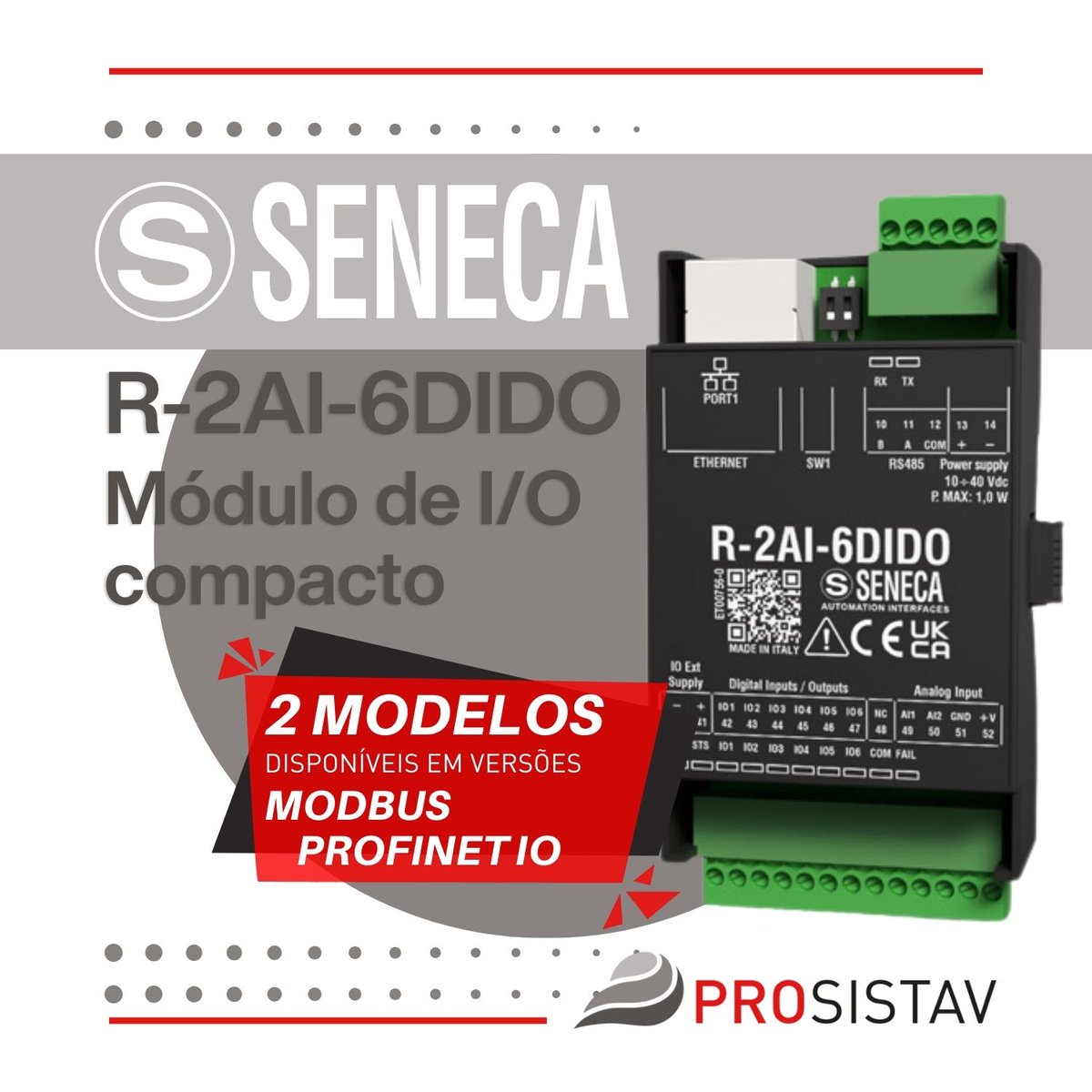 prosistav's tweet photo. O R-2AI-6DIDO, da SENECA, é um módulo de I/O compacto que integra 2 entradas analógicas de alta resolução e 6 canais digitais configuráveis num único dispositivo.

👉 Descubra mais em: https://t.co/PwCFqcLuaf
#Seneca #IO #Automaçaoindustrial #IoT #IIoT https://t.co/PfUjzimnZX