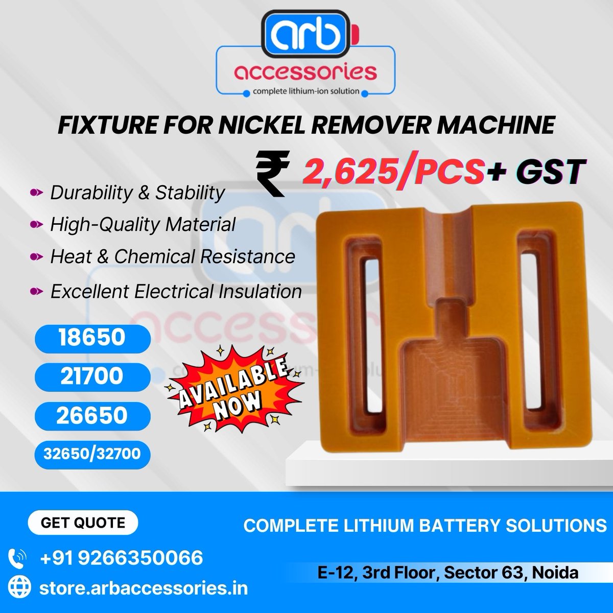 🔧 Nickel Remover Machine Accessories – Precision &amp; Efficiency

🔹 Blade for Nickel Remover Machine

🔹 Handle Rod for Nickel Remover Machine

🛒 Available at ARB Accessories
🌐 store.arbaccessories.in/category/nicke…

#ARBAccessories #NickelRemover #BatteryRepair #18650 #21700 #BatteryAssembly