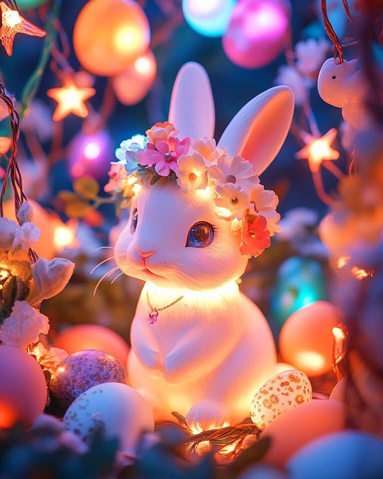 Lois0814's tweet photo. If fairytales had nightlights, it would be this radiant little bunny babe. Total glow goals! โจ๐ธโจ #springwhimsy #pastelglowup ๐ฐ https://t.co/1alXYqpgQH