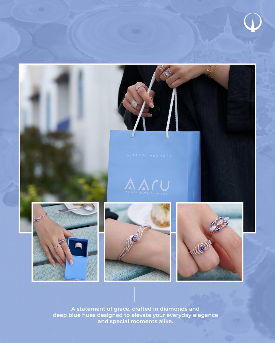 aarudiamond's tweet image. A statement of grace, crafted in diamonds and deep blue hues designed to elevate your everyday elegance and special moments alike. 
#aarudiamondjewellery #aarujewels #naturaldiamondjewellery #bracelet #luxurybyaaru #indianjewellery #diamondjewellery #ring #diamondring