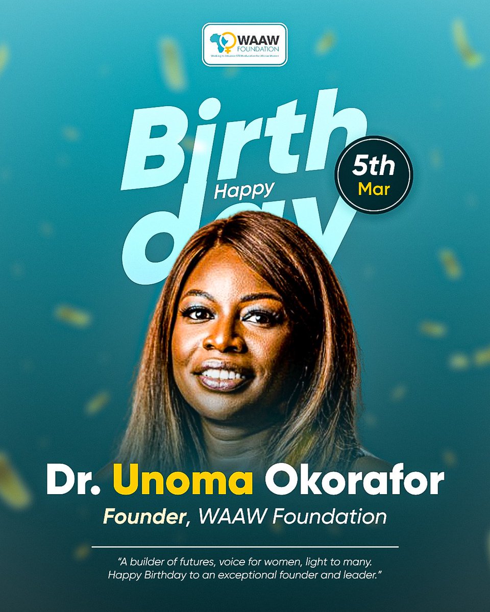 WAAW_Foundation's tweet photo. Dr. Unoma Ndili Okorafor didn’t just start WAAW Foundation, she created access where there was limitation, opportunity where there was doubt, and belief where there was silence.

Happy Birthday, Dr. Unoma.
Thank you for building something that builds others.

#waawfoundation https://t.co/0jb2pP8EHh